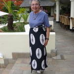 Goldie modeling new sarong for Priscilla